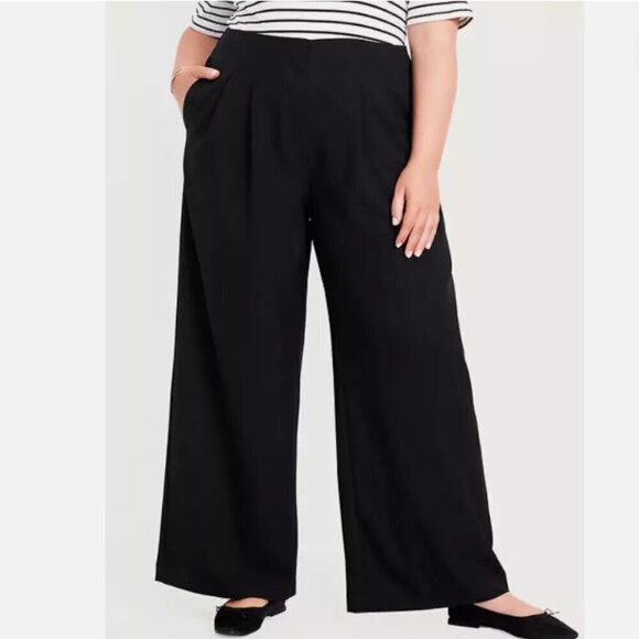 Old Navy Extra High-Waisted Super Wide-Leg Size 8 Black Pleated Drapey Pants $50 - Picture 5 of 11